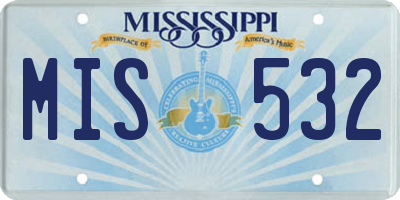 MS license plate MIS532