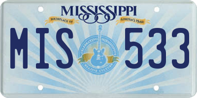 MS license plate MIS533