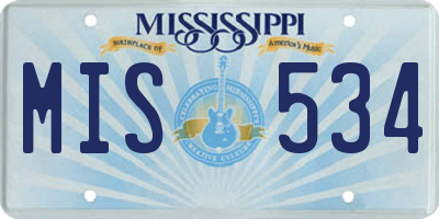 MS license plate MIS534