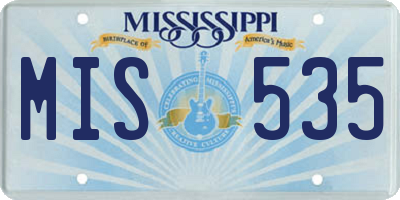 MS license plate MIS535