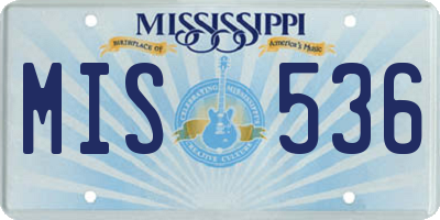 MS license plate MIS536