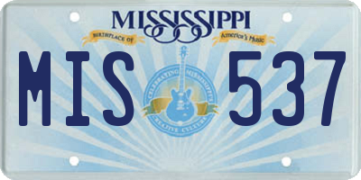 MS license plate MIS537