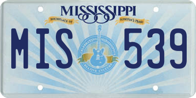 MS license plate MIS539