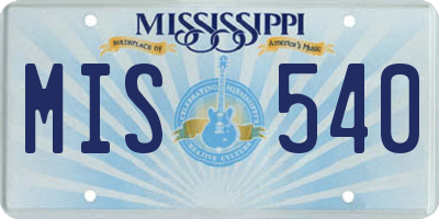 MS license plate MIS540