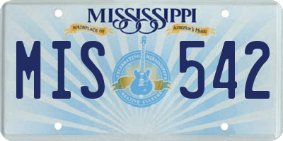 MS license plate MIS542