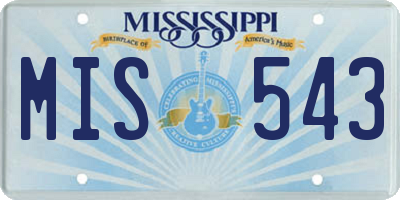 MS license plate MIS543