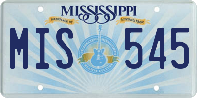 MS license plate MIS545