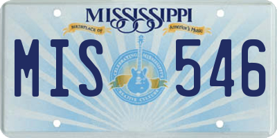 MS license plate MIS546