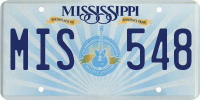 MS license plate MIS548