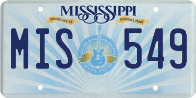 MS license plate MIS549