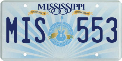 MS license plate MIS553