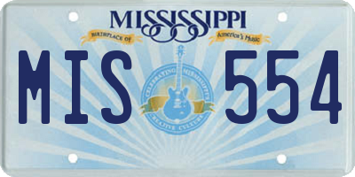 MS license plate MIS554