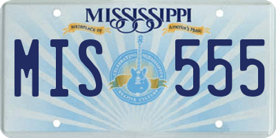 MS license plate MIS555