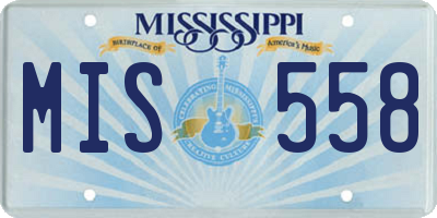 MS license plate MIS558