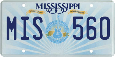 MS license plate MIS560