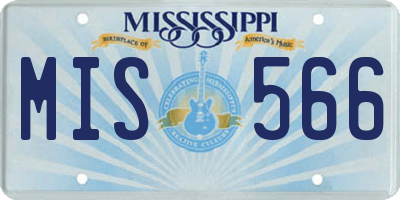 MS license plate MIS566