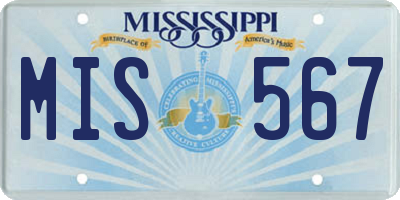 MS license plate MIS567