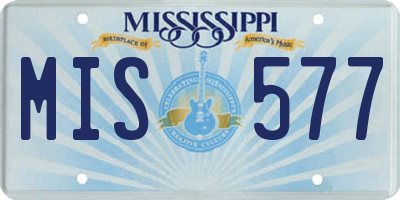 MS license plate MIS577
