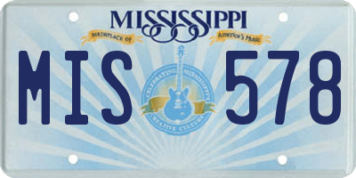 MS license plate MIS578