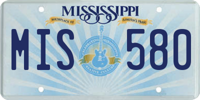 MS license plate MIS580