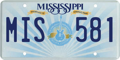 MS license plate MIS581