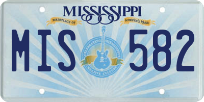 MS license plate MIS582