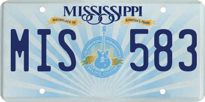 MS license plate MIS583