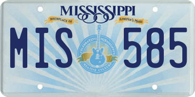 MS license plate MIS585