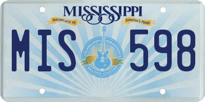 MS license plate MIS598