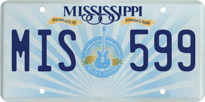 MS license plate MIS599