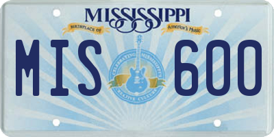 MS license plate MIS600