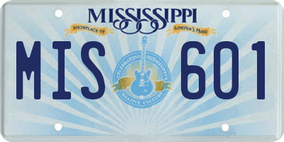 MS license plate MIS601