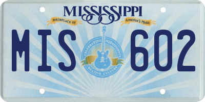 MS license plate MIS602