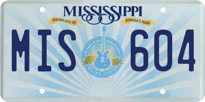 MS license plate MIS604