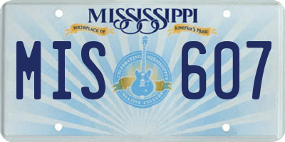 MS license plate MIS607