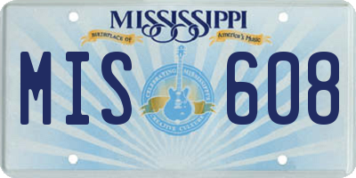 MS license plate MIS608