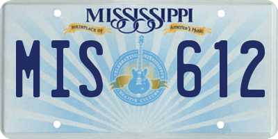 MS license plate MIS612