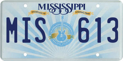 MS license plate MIS613