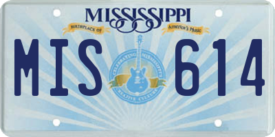 MS license plate MIS614