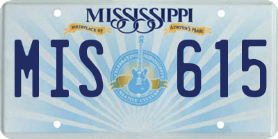 MS license plate MIS615