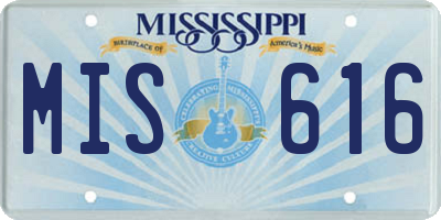 MS license plate MIS616