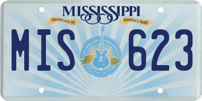 MS license plate MIS623
