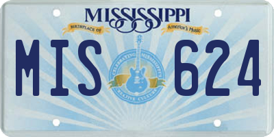 MS license plate MIS624