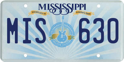 MS license plate MIS630