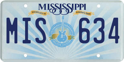 MS license plate MIS634