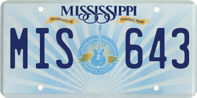 MS license plate MIS643
