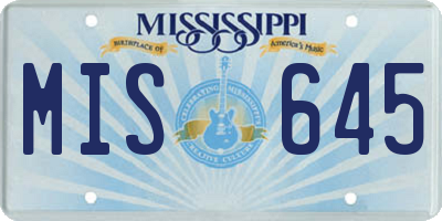MS license plate MIS645