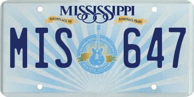 MS license plate MIS647