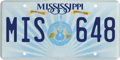 MS license plate MIS648