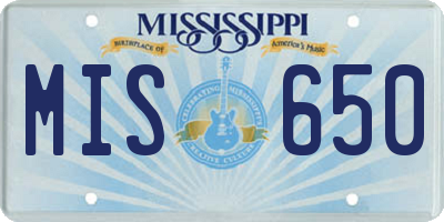 MS license plate MIS650